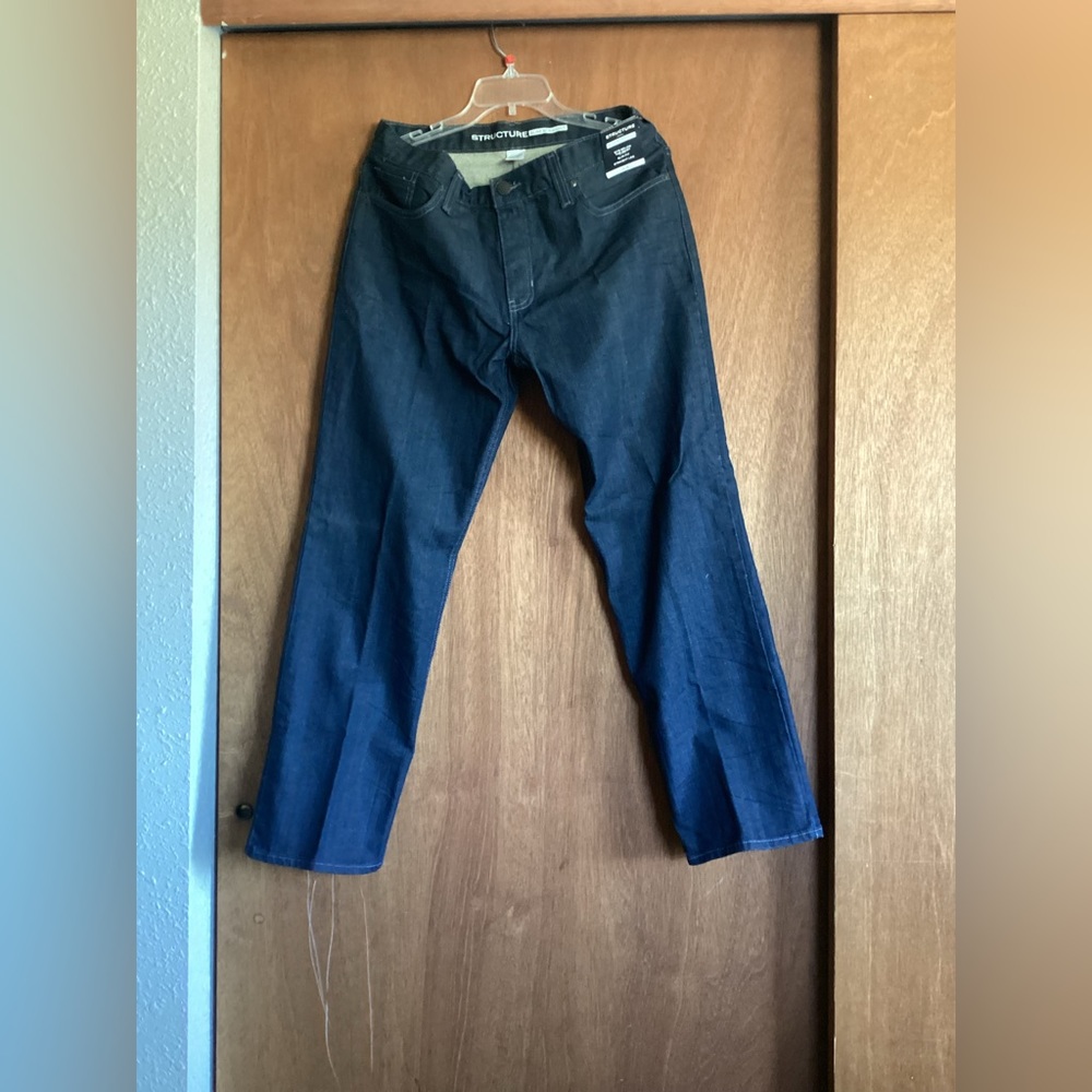 Structure, 34 x 30, Slim Straight Denim (1x blue stitching & 1x gold stitching)